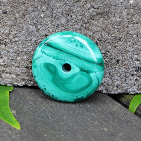 Zawieszka malachit naturalny donut 40mm