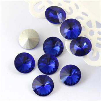 Kaboszon szklany moneta stożkowa fasetowana cobalt 12mm