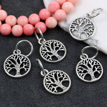 Zawieszka metalowa ażurowa drzewo srebrne 15mm