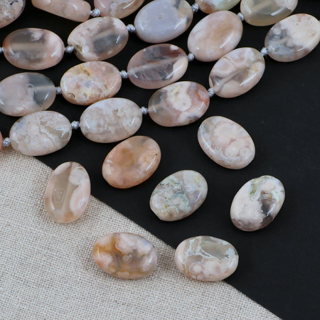 Agat sakura owal gładki 18x13mm