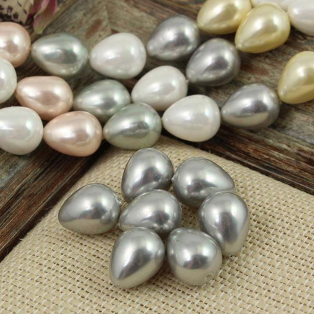Perła seashell kropla srebrna 15x12mm