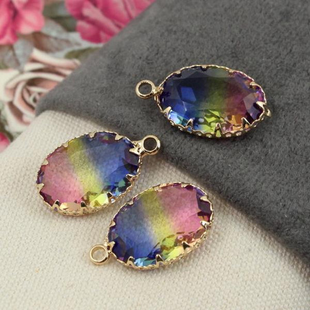 Zawieszka w złotej oprawie owal deluxe 18x13mm