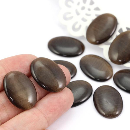 Kaboszon kocie oko owal brązowy 25x18mm