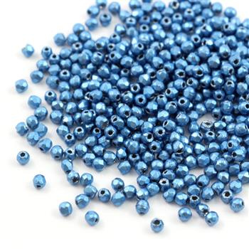 Fire Polish 2mm Saturated Metallic Little Boy Blue [80szt]