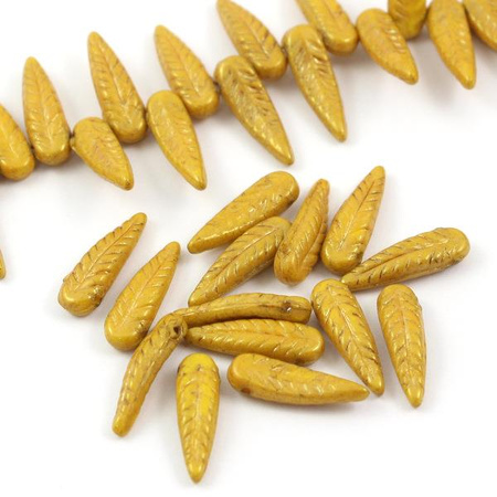 Bird Feather Beads Lemon Red Luster 5x17mm [6szt]