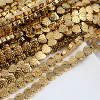 Hematyt listek rzeźbiony złoty 6mm