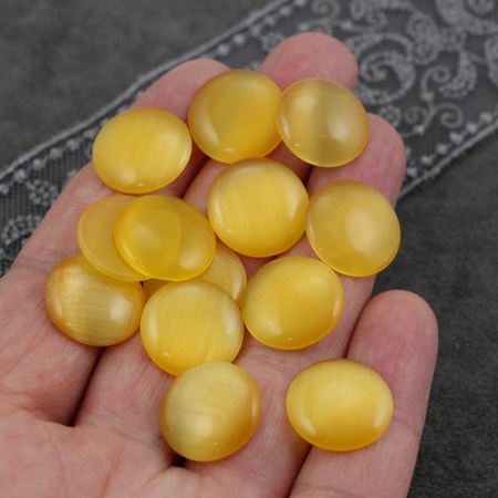 Kaboszon kocie oko okrągły żółty 16mm