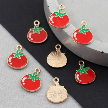Zawieszka złota emaliowana pomidor czerwony 17x13mm