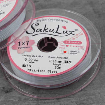 Japońska linka stalowa jubilerska SakuLux 7-splotowa White 0,20mm [szpula 30m]