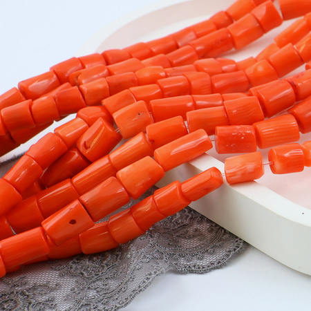 Koral pomarańczowy nieregularny wałek 14x8mm