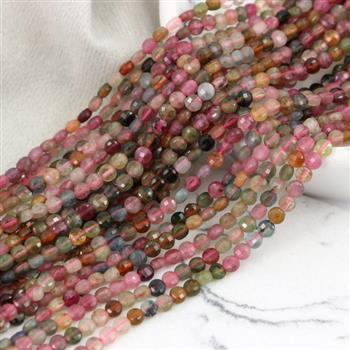 Turmalin arbuzowy moneta fasetowana 4mm [sznur 39cm]