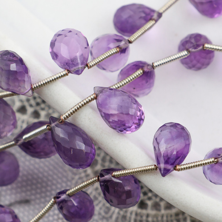 Ametyst kropla fasetowana 11x7mm [para]