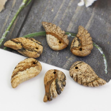 Jaspis obrazkowy rzeźbione skrzydło 18x10mm