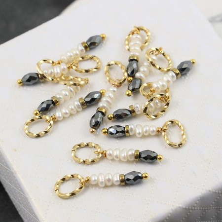 Zawieszka filigranowa kamienie + stal 25mm