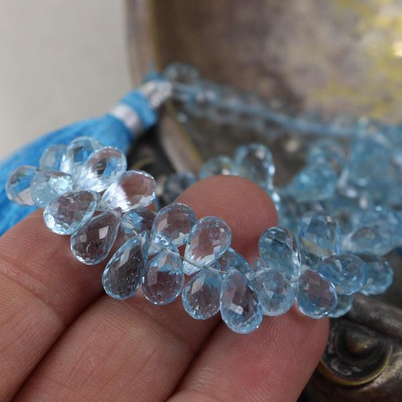 Topaz błękitny kropla fasetowana 9,5x5mm