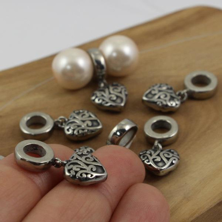 Zawieszka serce z przywieszką stal szlachetna