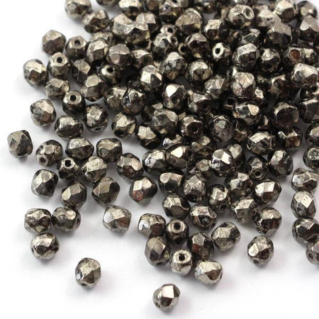 Fire Polish 4mm Crystal Antique Chrome [20szt]