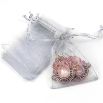 Woreczek z organzy szary 9x7cm