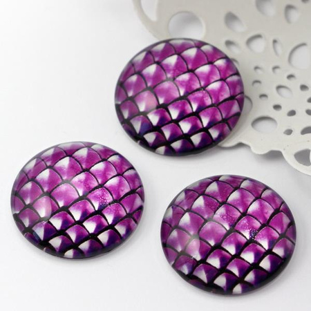 Kaboszon szklany z grafiką łuska węża moneta 25mm