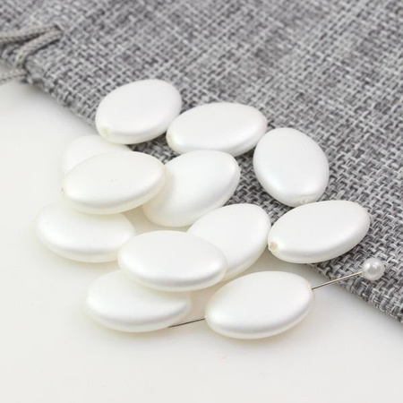 Koralik szklany velvet owal biały 20x14mm