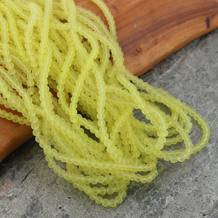 Szkło matowe kula żółta neon 4mm [sznur 80cm]