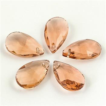 Kryształek szklany łezka fasetowana stary róż 22x13mm