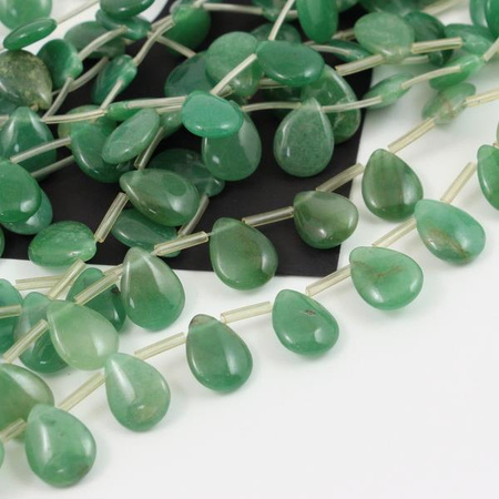 Awenturyn zielony łezka gładka 16x12mm