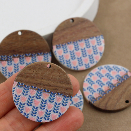 Zawieszka z drewna i żywicy moneta 35mm