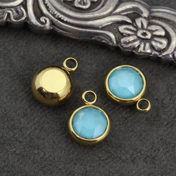 Stal szlachetna pozłacana PVD zawieszka w oprawie mint ZŁ 10mm