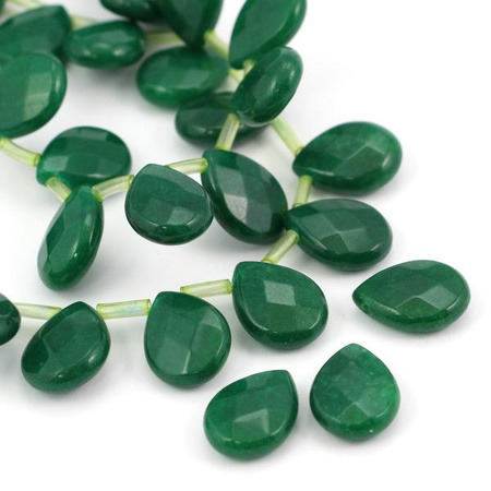 Jadeit łezka fasetowana zielona 17x13mm