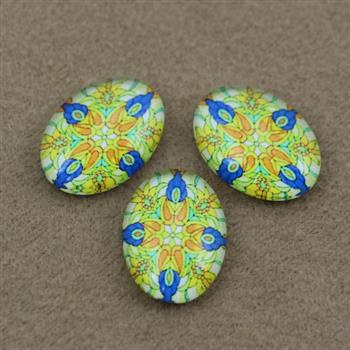 Kaboszon szklany z grafiką owal 18x13mm