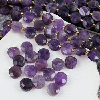 Ametyst moneta fasetowana 10mm