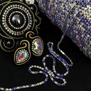 Taśma ozdobna cyrkoniowa silver/multikolor 2,5mm [50cm]