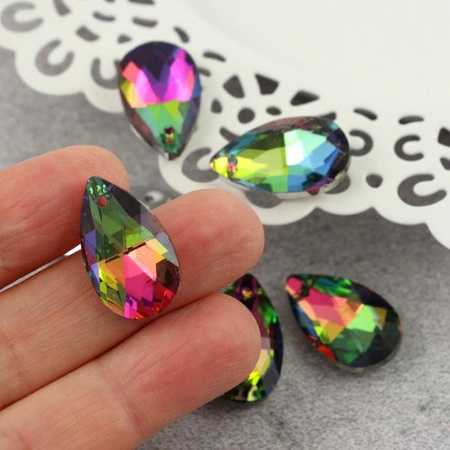 Kryształek szklany łezka fasetowana multikolor 22x13mm