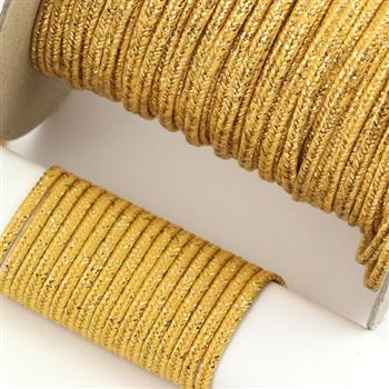 Sznurek sutasz POLSKI 3mm melanż musztardowy + złoty [1metr]