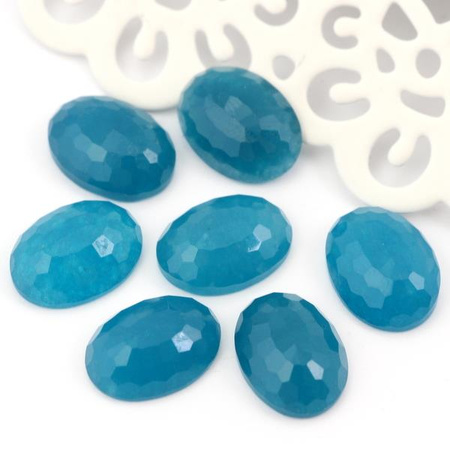 Kaboszon jadeit owal fasetowany niebieski 16x12mm