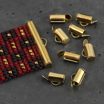 Końcówka do bransolet wsuwana SLIDE stal szlachetna pozłacana 8mm