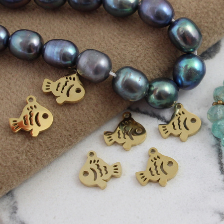 Zawieszka ryba stal szlachetna pozłacana PVD 9mm