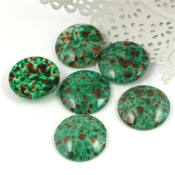 Kaboszon szklany moneta zielono-brązowa 25mm