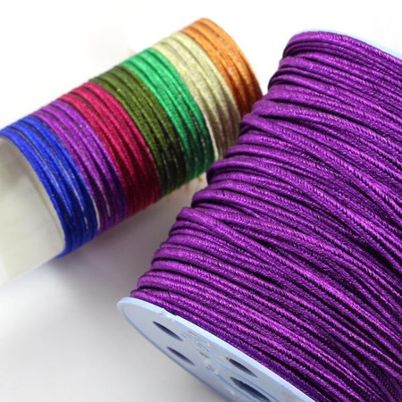 Sznurek sutasz chiński 3mm metalik FX fuksja [1 metr]