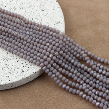 Kryształek szklany oponka fasetowana fioletowo-szara 4x3mm [sznur 42cm]