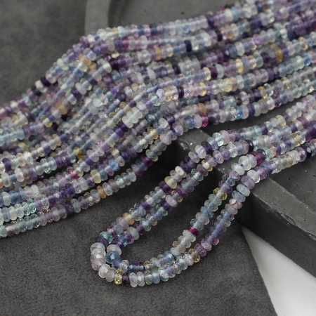 Fluoryt tęczowy oponka fasetowana 4x2mm [sznur 39cm]