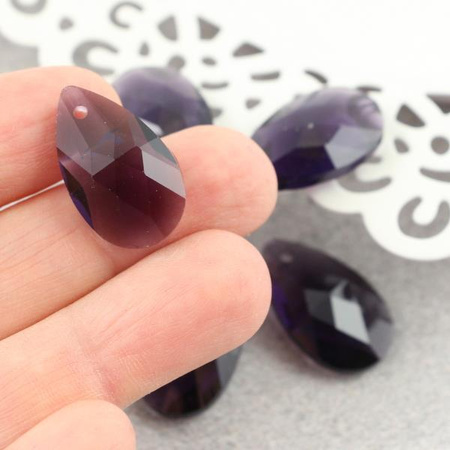 Kryształek szklany łezka fasetowana c. fioletowa 22x13mm
