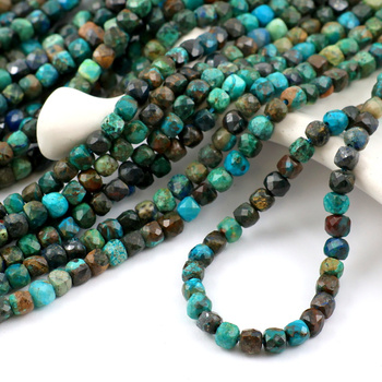 Chryzokola kostka fasetowana 4mm [sznur 39cm]