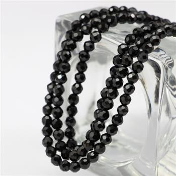 Spinel czarny kula fasetowana 4mm [sznur 39cm]