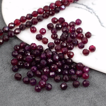 Agat brazylijski kula fasetowana burgundowa 4mm [10szt]