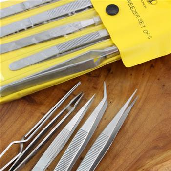 Pęsety uniwersalne precyzyjne [zestw 5szt]