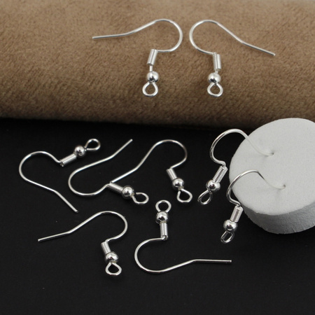 Bigle z kulką do kolczyków otwarte stal szlachetna posrebrzana 20mm SILVER [5par]