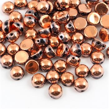 CzechMates Cabochon 6mm Jet Capri Gold Full [10szt]