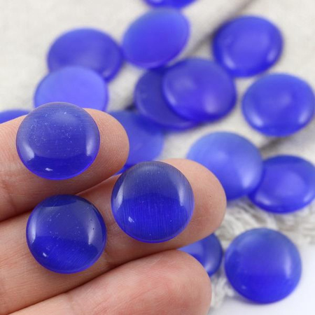 Kaboszon kocie oko okrągły kobaltowy 14mm